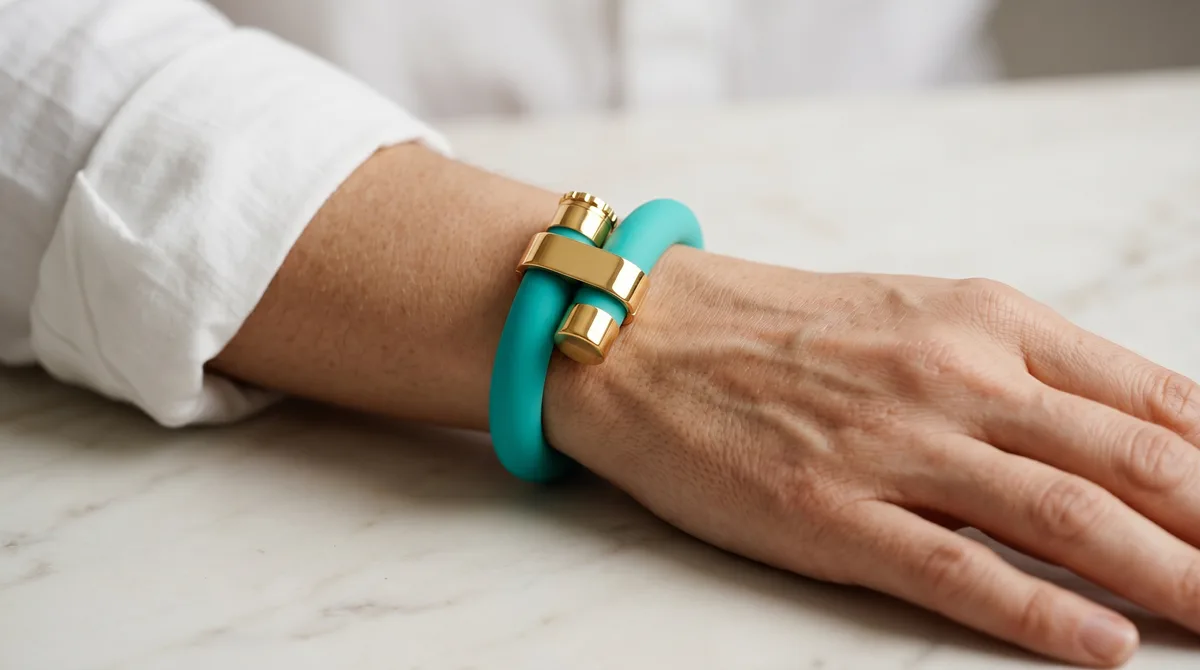 wristraw in teal, alternate view